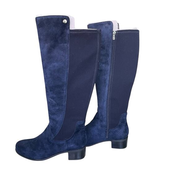 Marc Fisher Suede and Stretch Side Zip Knee-High Boots Navy Size 7.5 Wide - Picture 4 of 7